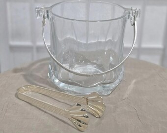 Seau à glace vintage Art déco de Murano avec poignée en argent, fabriqué en Italie