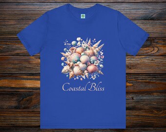 Watercolor Seashell Bouquet Tee, Coastal Bliss, Ladies Summer, Delicate Seashells, Beach Treasures