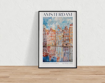 Amsterdam Canal House Print: Netherlands Travel Poster