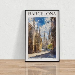 Spain Travel Poster, Spain Print, Spain Wall Art, Spain Illustration, Traveler Gift, Barcelona Travel Poster Print, Travel Illustration