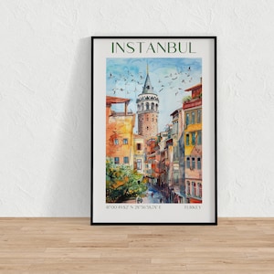 Poster de voyage en Turquie, impression d&#39;Istanbul, art mural d&#39;Istanbul, illustration d&#39;Istanbul, cadeau de voyageur, impression d&#39;affiche de voyage d&#39;Istanbul