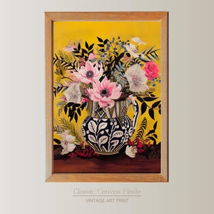 Arte mural floral llamativo / Póster de florero imprimible / Impresión artística de descarga instantánea / Decoración botánica colorida / Impresión artística digital