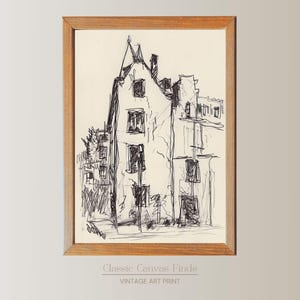 Historic Building Sketch | Urban Architecture Art | Instant Printable