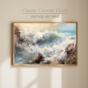Printable Ocean Wave Art – Digital Download, Coastal Wall Decor, Seascape Painting Poster, Nautical Beach House Printable Artwork