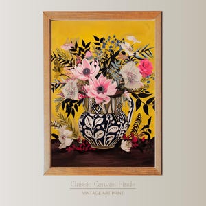 Arte mural floral llamativo / Póster de florero imprimible / Impresión artística de descarga instantánea / Decoración botánica colorida / Impresión artística digital