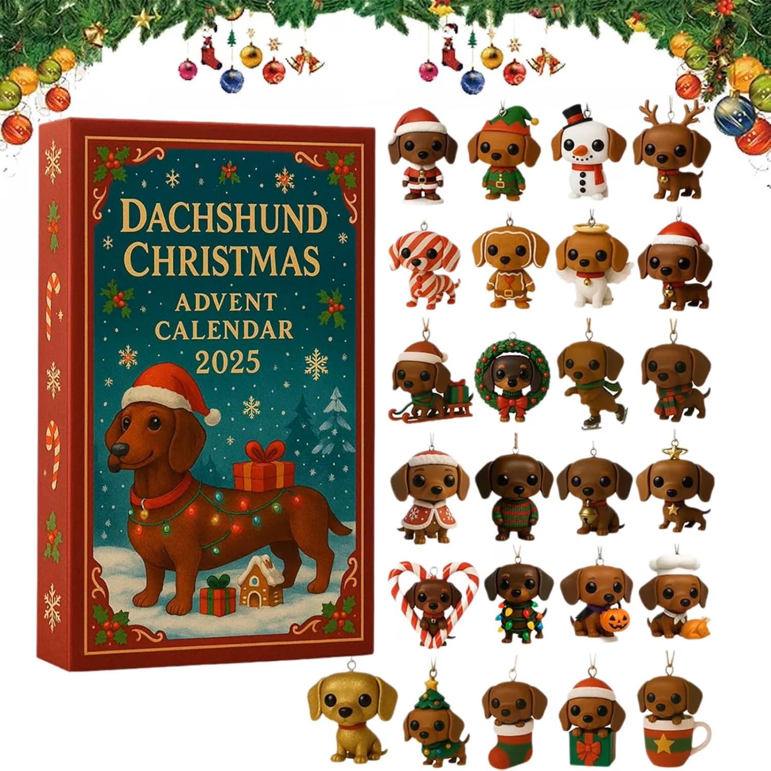 Discover Dachshund Christmas Advent Calendar 2025, Sausage Dog Lover Gift, 24 Day Holiday Countdown, Acrylic Dog Charms