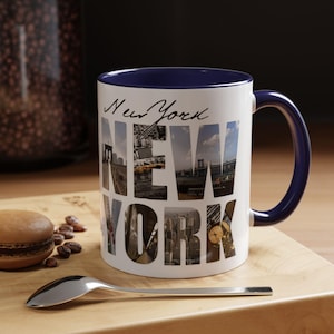 Landmarks Coffee Mug, NYC Souvenir Cup, Empire State Building, Statue of Liberty, 11oz Ceramic Tea Mug, New York City Skyline Gift, Travel