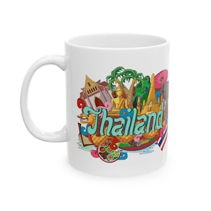 Thai Ceramic Mug, Thailand Lover Coffee Cup, Thai Gift Mug, 11oz Mug, Thailand Souvenir, Thailand Traveler Mug