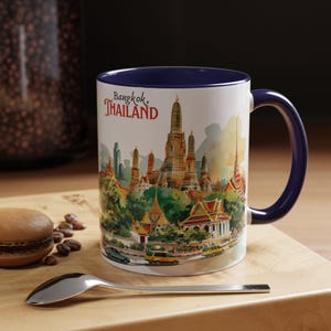 Bangkok Thailand Temples Coffee Mug, Thai Lover Gift, Nature & Travel Enthusiast, 11oz Accent Mug