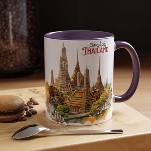 Bangkok Thailand Temples Coffee Mug, Thai Lover Gift, Nature & Travel Enthusiast, 11oz  Accent Mug