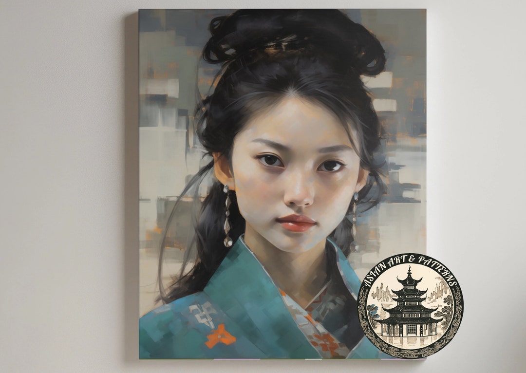 Digital Print Wall Art - the Young Lady in Green - Asian Woman Portrait ...