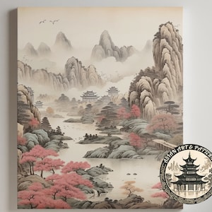 Chinese Wall Art - Spring Valley Beauty - Landscape Portrait - Traditional-Style Painting - Digital Print Gift Ideas