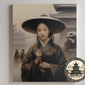 Chinese Portrait Digital Print Download - The Fabled Girl - People Landscape - Traditional-Style Painting - Wall Art Gift Ideas