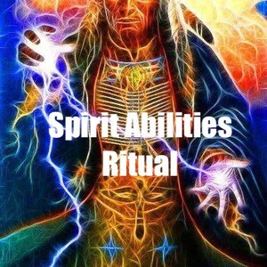 May include: An artistic digital illustration featuring an Indigenous person with long hair, adorned with a feathered headdress. The image is filled with vibrant colors, including orange, blue, and yellow, with the text "Spirit Abilities Ritual".