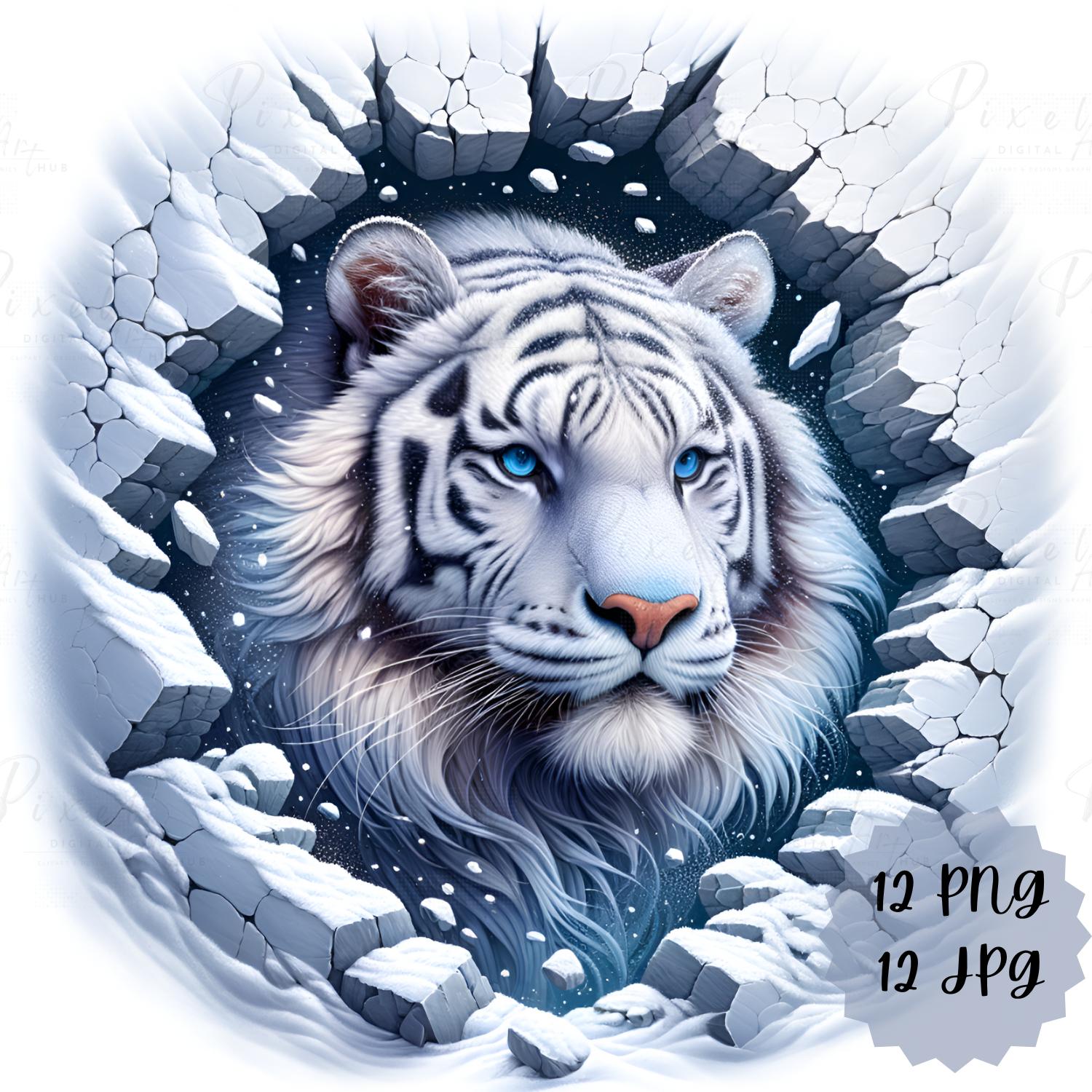 Watercolor White Tiger Clipart: PNG, JPG Files (digital Download) - Etsy