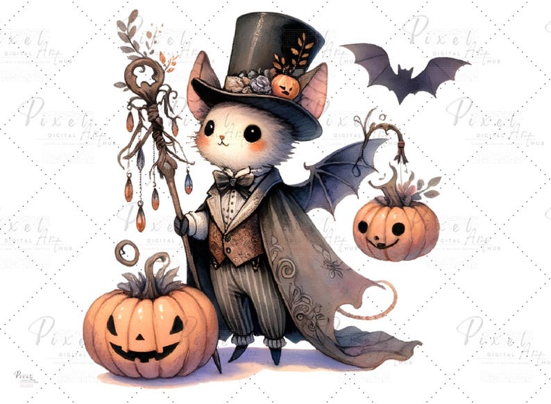 Watercolor Halloween Bats Clipart: 24 PNG Fantasy Bat Illustrations ...
