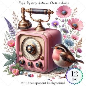 Watercolor Antique Classic Radio Clipart, Classic - Radio, File PNG, Digital Clipart , Digital Download for commercial use.