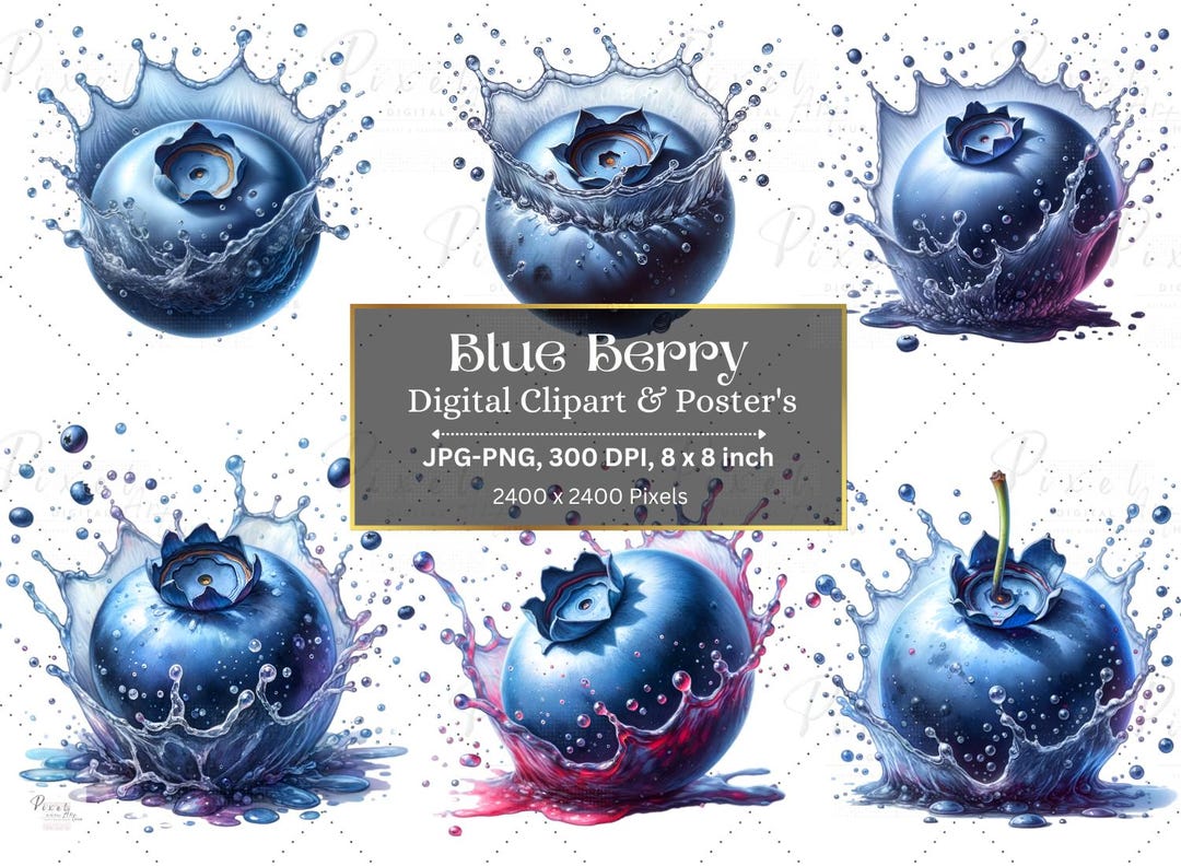Watercolor Blueberry Clipart: Commercial Use Digital Art (JPG, PNG) - Etsy