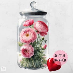 Aquarell Valentinstag Liebe Glas Clipart & Poster, Valentinstag Blumen, 28 PNG - 28 JPEG, Digital Art, Download für kommerzielle Nutzung.