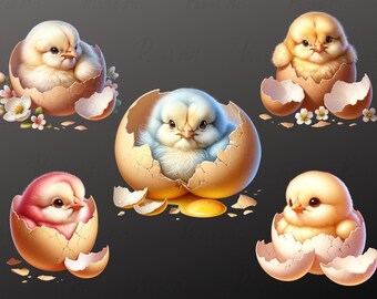 Watercolor Baby Chick Clipart, Easter Chick PNG, Commercial Use (Digital Download)