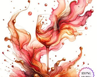 Warm Cocktail Alcohol Ink Art - Abstract Drink Clipart (Digital Download)