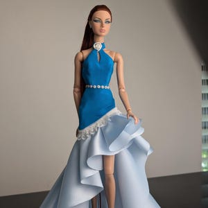 Poppy Parker Doll Dress Sewing Pattern, Glamorous Waterfall Flounce Gown (PDF Download)