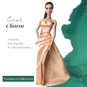 Zestaw do szycia sukienki na studniówkę Poppy Parker Fashion Royalty Integrity Toys Lalka modowa Nu Face 12,5&quot; z wykrojem do szycia i materiałem