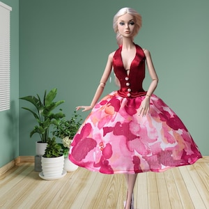 Poppy Parker PDF Doll Sewing Pattern Christmas dress brides maid gown for Integrity Toys Fashion Royalty, Nu. Face 12.5&quot; fashion doll