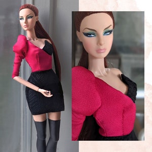 PDF digital sewing pattern Poppy Parker/Fashion Royalty/Nu.Face/ integrity toys 12.5 doll cocktail off shoulder dress, rare find zdjęcie 1