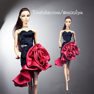PDF Doll Sewing Pattern for Poppy Parker Fashion Royalty Integrity toys Nu Face 12.5&quot; doll cup dress w ruffles rose flounce youtube tutorial