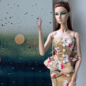 Fashion Royalty Peplum skirt set PDF sewing pattern for Poppy Parker, Integrity toys Nu. Face 12.5&quot; fashion doll evening dress, doll clothes