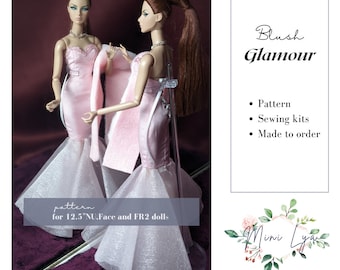 Doll Evening Dress Sewing Pattern: 12.5" Fashion Royalty (PDF Pattern)