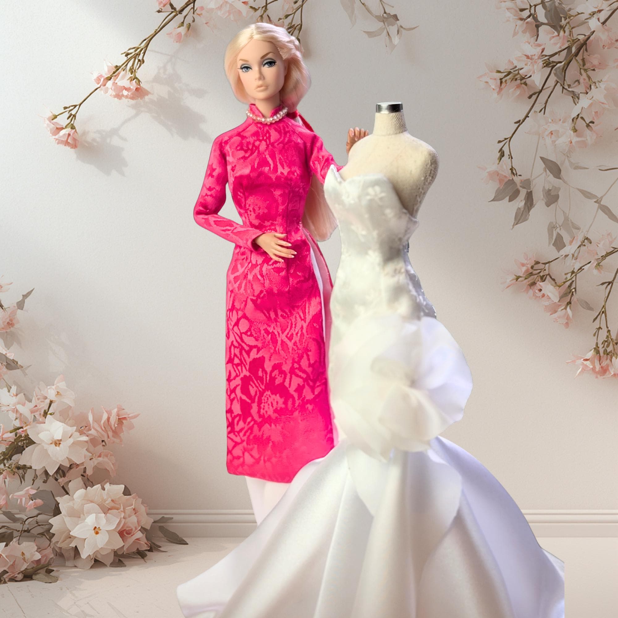 designer barbie dress Gown 2pk US Army Dress collection:motherofthebride Doll clothes Comes with stickers and Finish:Pecan