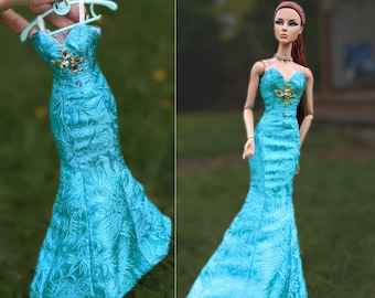 PDF digital sewing pattern Fashion Royalty/Nu.Face/ integrity toys/ Poppy Parker 12.5" doll dress, mermaid gown, youtube video tutorial