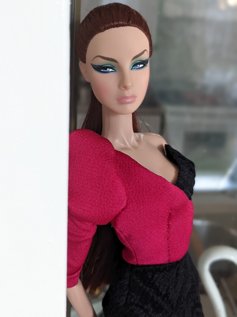 PDF digital sewing pattern Poppy Parker/Fashion Royalty/Nu.Face/ integrity toys 12.5 doll cocktail off shoulder dress, rare find zdjęcie 3