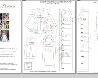 PDF Basic block patterns for Poppy Parker, Fashion Royalty, Integrity Dolls