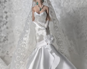 Poppy Parker Doll Wedding Dress, Bridal Ball Gown - Mother's Day Gift