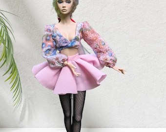 Poppy Parker Doll Clothes Sewing Pattern: Twisted Top, Pleated Skirt (PDF)