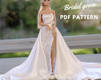 Poppy Parker PDF Doll Sewing Pattern dress bridal ball gown for Integrity Toys Fashion Royalty, Nu. Face 12.5&quot; fashion doll YouTube tutorial
