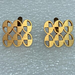 Paire de boutons de manchette homme vintage géométriques dorés