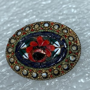 Vintage Micro Mosaic Flower Brooch