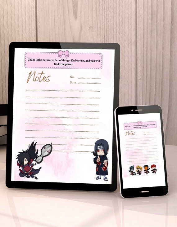Anime Digital Printable Instant Download Memo Pad Notepad Journal