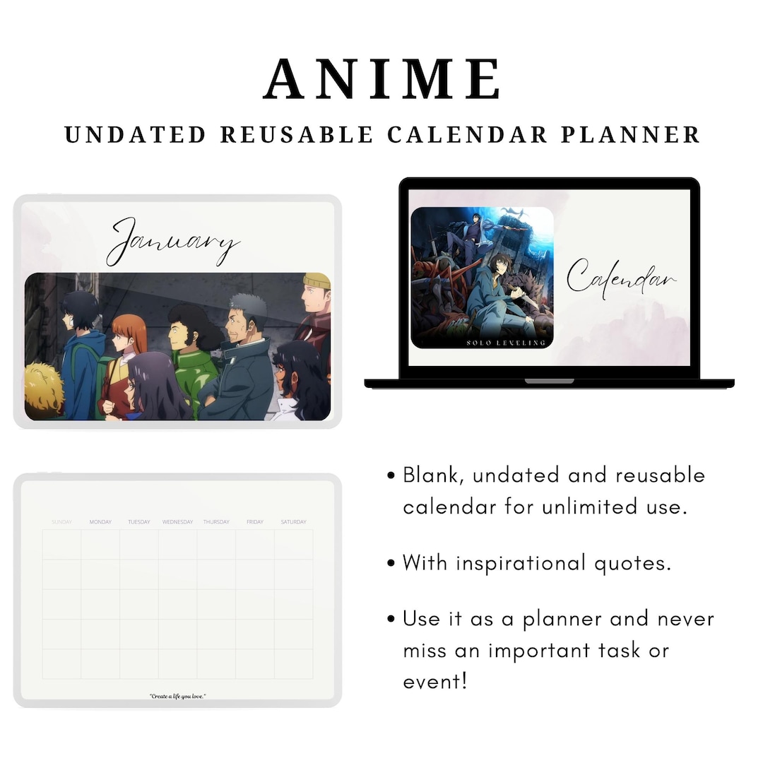 Anime Minimalist Digital Printable Instant Download Undated Reusable ...