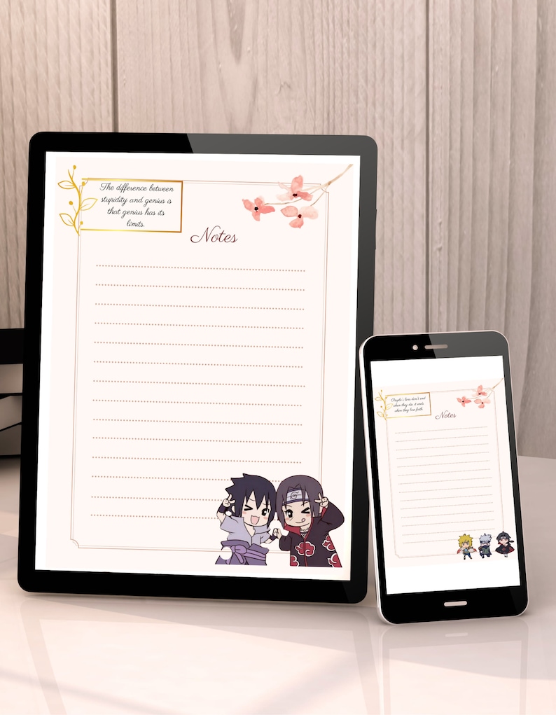 Anime Digital Printable Instant Download Memo Pad Notepad Journal ...