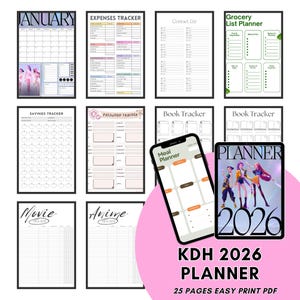 KDH 2026 Planer PDF | 25 Seiten Druckbarer Kalender mit Trackern | Geschäftlich, weiterverkaufen und persönlich | Sofortiger digitaler Download | Tore Aufgaben