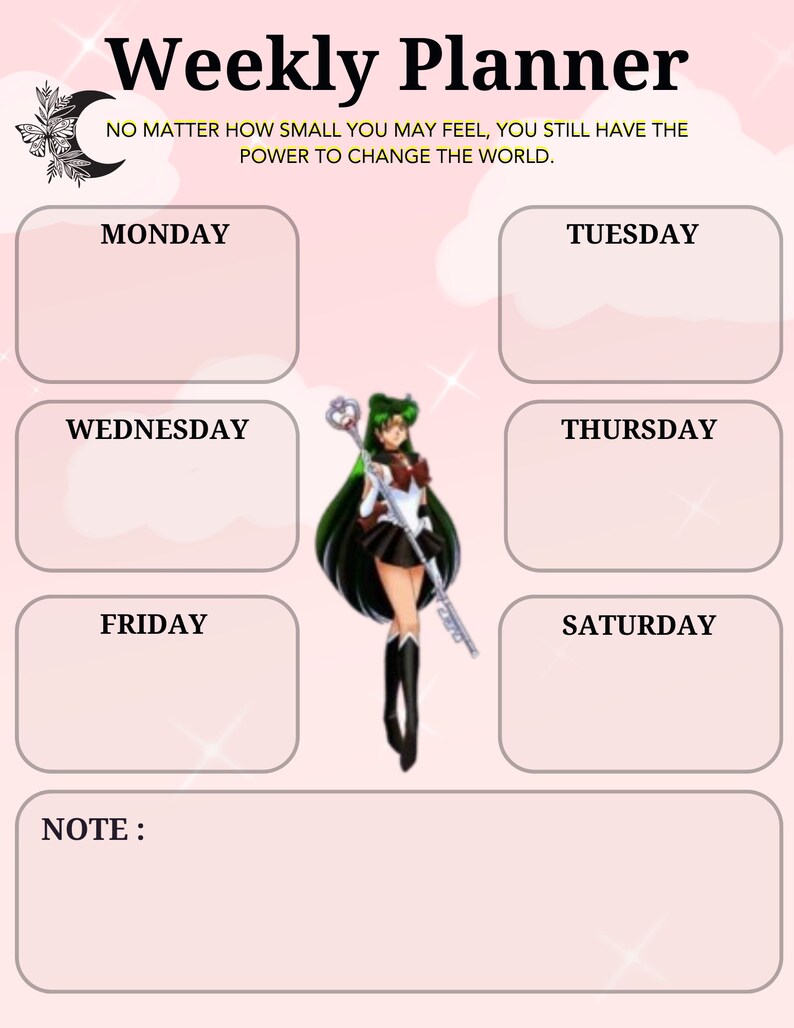 Anime Weekly Planner With Quotes, Digital Printable Instant Download ...