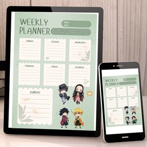 Anime Weekly Planner With Quotes, Digital Printable Instant Download ...