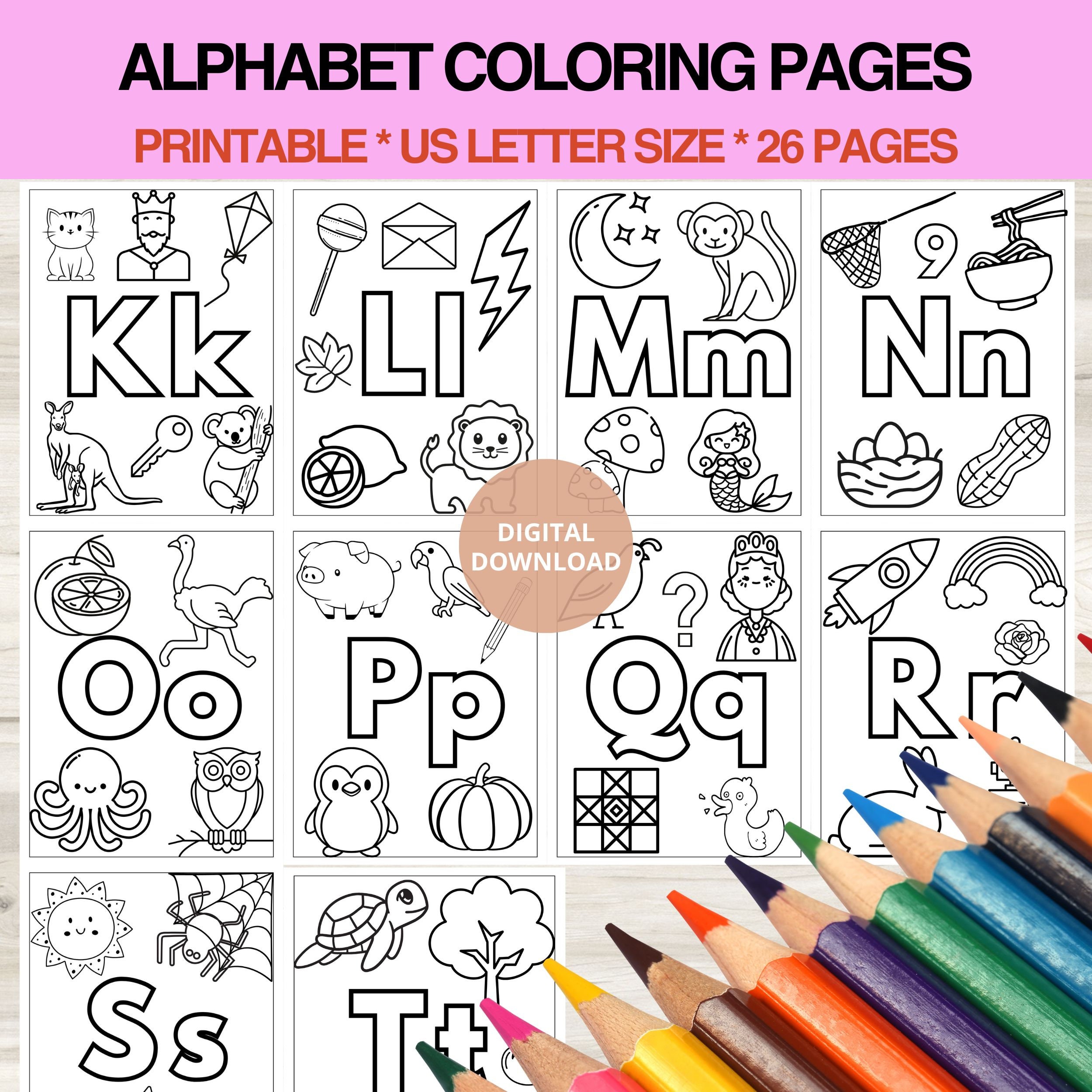 ABC Alphabet Coloring Pages, Printable ABC Coloring Sheets, Educational ...