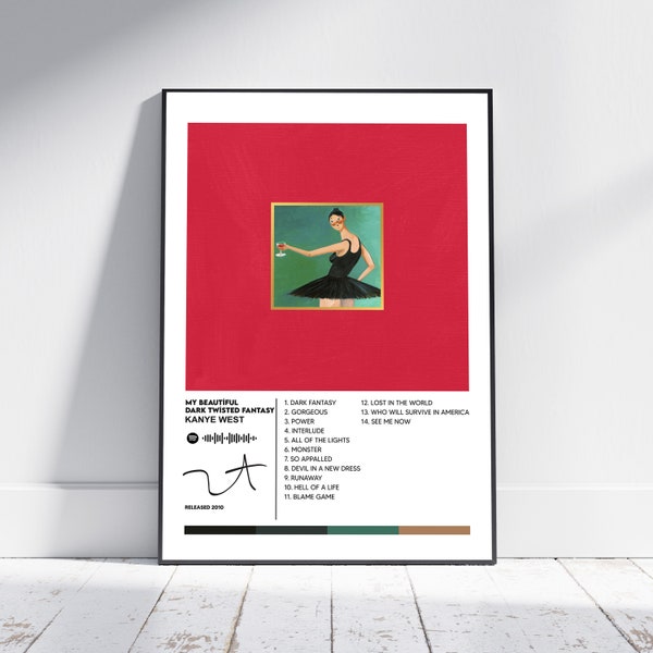 Kanye West My Beautiful Dark Twisted Fantasy Album Cover Print Poster Digital Download Digital Album