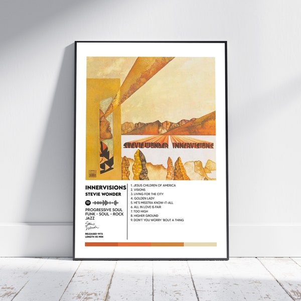 Stevie Wonder Innervisions Cover Print Poster Affiche de couverture d’album minimaliste, Impressions d’album, Téléchargement numérique